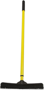 Pet hair removal broom with scraper and telescopic handle