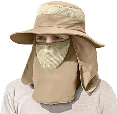 Unisex Gray Sun Hat With UV Protection – Neck Flap & Face Cover For Fishing Hiking Outdoor Sports