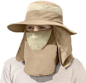 Women & Men Outdoor Sun Hat UV Protection Fishing Hiking Caps with Face  Neck Flap Cover UPF 50+